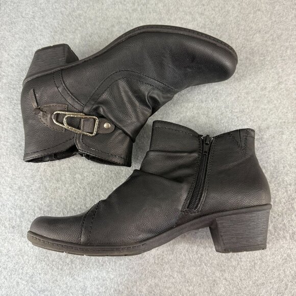 Earth Origins Womens Size 9 M Black Booties Boots Low Heeled Maggie Side Zip - Picture 3 of 16